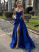 Formal Sweetheart Sleeveless A-line Satin Long Prom Dresses For Party, PG597