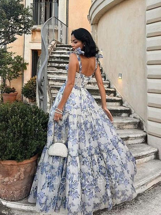 Elegant Spaghetti Strap Sleeveless A-line Long Prom Dresses For Party, PG501