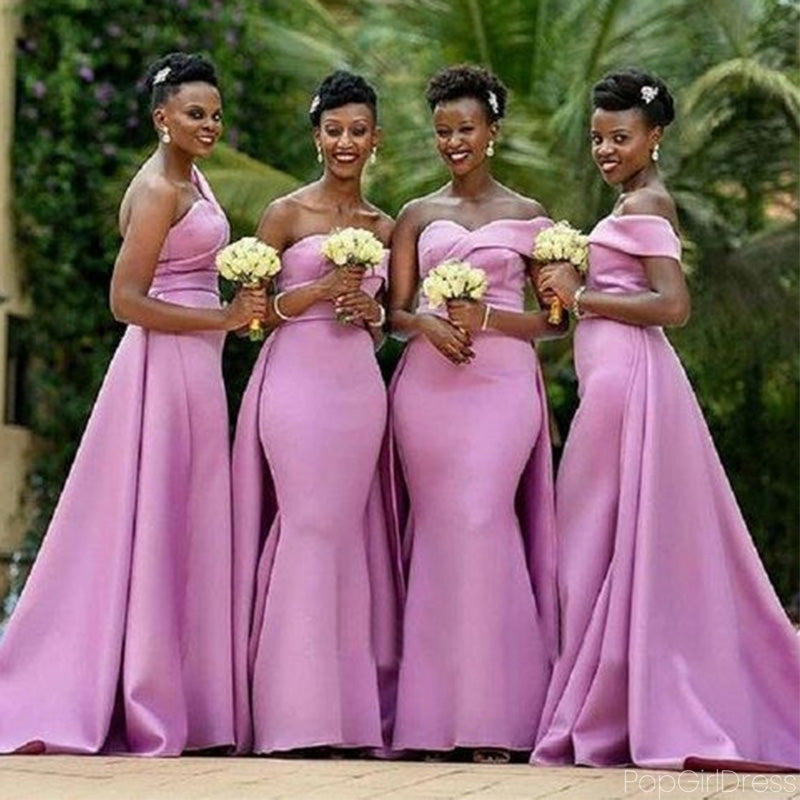 Sexy Pink Sleeveless Mermaid Bridesmaid Dresses With Trailing For Wedding Party, PGB91