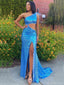 Elegant One-shoulder Mermaid Sleeveless With Trailing Long Prom Dresses For Party, PG115