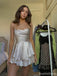 Sexy Spaghetti Strap Sleeveless A-line Satin Short Homecoming Dresses For Party, PGH411