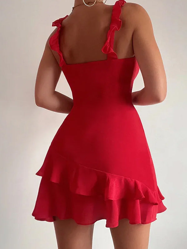 Sexy V-neck Sleeveless Short A-line Red Homecoming Dresses For Party, PGH96