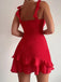 Sexy V-neck Sleeveless Short A-line Red Homecoming Dresses For Party, PGH96