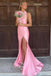 Sexy Halter Sleeveless Mermaid Satin Long Prom Dresses For Party, PG823