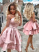Simple One-shoulder Sleeveless Short A-line Satin Homecoming Dresses For Party, PGH308