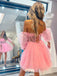 Elegant Off-shoulder Short A-line Tulle Homecoming Dresses For Party, PGH156