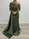 Formal One-shoulder Full Sleeve Mermaid Satin Long Prom Dresses For Party, PG566