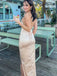 Sexy Spaghetti Strap Sleeveless Mermaid Satin Long Prom Dresses For Party, PG356