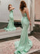 Sexy Spaghetti Strap Mermaid Sleeveless With Trailing Long Prom Dresses For Party, PG136