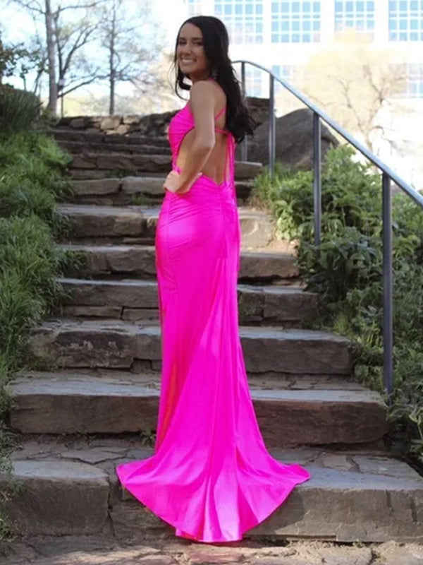 Sexy Spaghetti Strap Sleeveless Mermaid With Trailing Long Prom Dresses, PG64