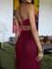 Sexy Spaghetti Strap Sleeveless Mermaid Satin Long Prom Dresses For Party, PG885