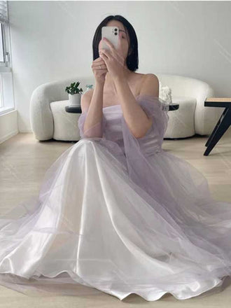 Formal Sweetheart Sleeveless A-line Tulle Long Prom Dresses For Party, PG384