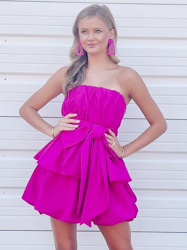 Simple Sweetheart Short Sleeveless Satin A-line Homecoming Dresses For Party, PGH320