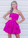 Simple Sweetheart Short Sleeveless Satin A-line Homecoming Dresses For Party, PGH320