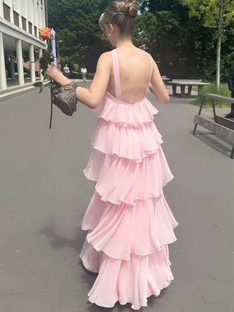 Cute Halter Sleeveless A-line Satin Long Prom Dresses For Party, PG802