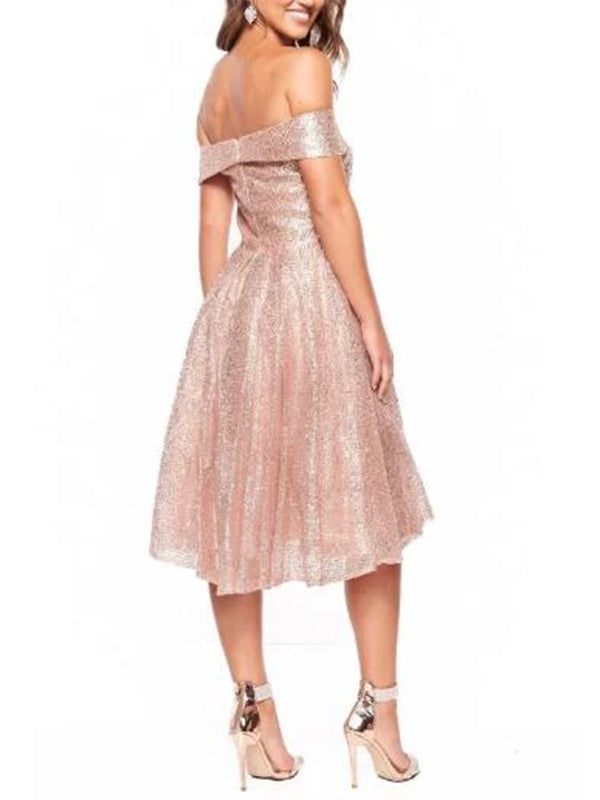 Shiny Off-shoulder Sleeveless A-line Sequin Homecoming Dresses For Party, PGH436