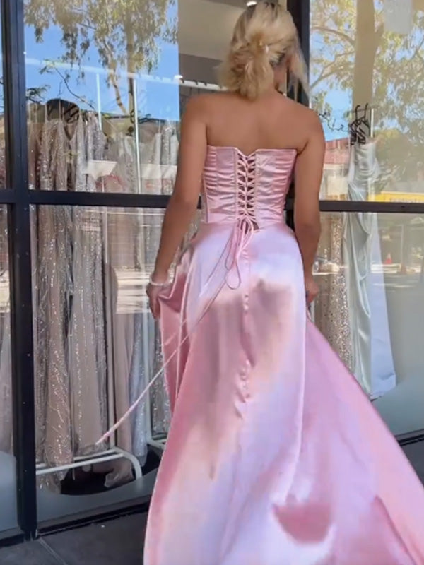Soft Sweetheart Sleeveless Mermaid Satin Long Prom Dresses For Party, PG824