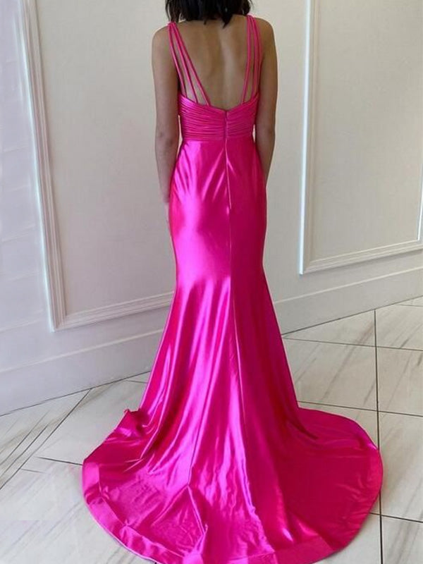 Sexy V-neck Sleeveless Mermaid Long Prom Dresses For Party, PG84