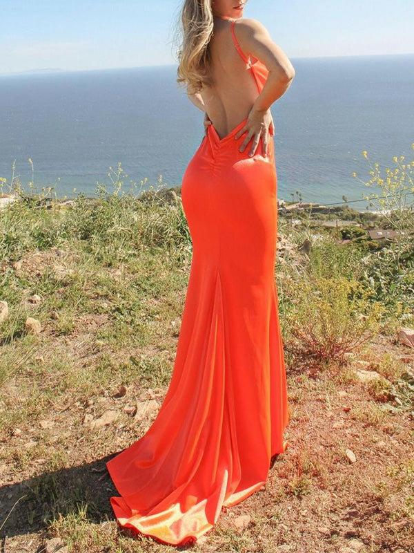 Sexy Spaghetti Strap Mermaid Sleeveless Prom Dresses For Party, PG152