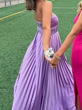 Sexy Sweetheart Sleeveless A-line Satin Long Prom Dresses For Party, PG919