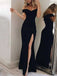 Sexy Off-shoulder Sleeveless Mermaid Jersey Long Prom Dresses With Slit For Party, PG368