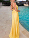 Soft Spaghetti Strap Sleeveless Mermaid Satin Long Prom Dresses For Party, PG810