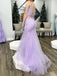 Elegant Spaghetti Strap V-neck Mermaid Sleeveless Long Prom Dresses For Party, PG116