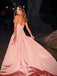 Formal Sweetheart Sleeveless A-line Satin Long Prom Dresses With Trailing For Party, PG444