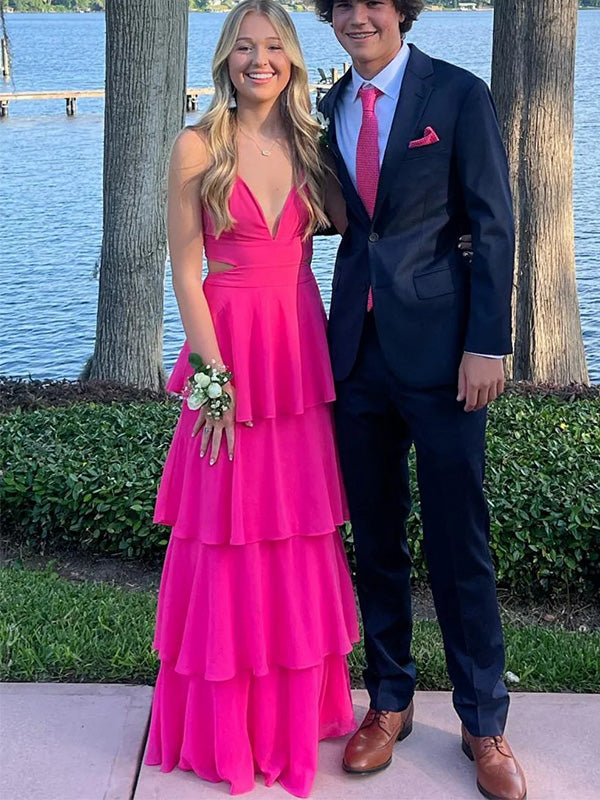 Sexy V-neck Sleeveless A-line Jersey Long Prom Dresses For Party, PG847