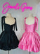 Formal Spaghetti Strap Sleeveless A-line Satin Ruffles Short Homecoming Dresses For Party, PGH400