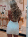 Shiny Spaghetti Strap V-neck Sleeveless Short Sequin Mermaid Homecoming Dresses For Party, PGH160