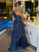 Formal One shoulder Sleeveless A-line Satin Long Prom Dresses For Party, PG582