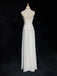 Simple Spaghetti Strap Sleeveless A-line Chiffon White Long Prom Dresses For Party, PG280