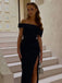 Shiny Off-shoulder Sleeveless Mermaid Sequin Black Long Prom Dresses For Party, PG574