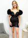 Sexy Off-shoulder Sleeveless Short Mermaid Satin Black Homecoming Dresses For Party, PGH232