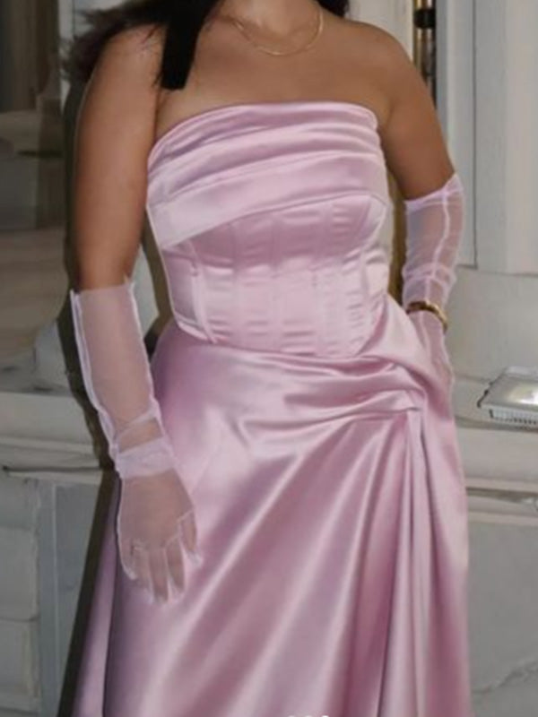 Soft Sweetheart Sleeveless Mermaid Satin Long Prom Dresses For Party, PG602
