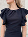 Sexy High Short Cap Sleeve Satin Black Mermaid Homecoming Dresses For Party, PGH336