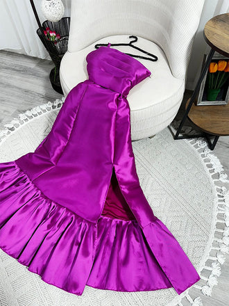 Sexy One-shoulder Sleeveless Mermaid Satin Long Prom Dresses For Party, PG738