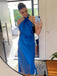 Sexy Halter Sleeveless Mermaid Satin Long Prom Dresses For Party, PG776