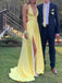 Formal Halter Sleeveless A-line Satin Long Prom Dresses For Party, PG671