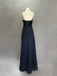 Simple Spaghetti Strap Sleeveless Mermaid Chiffon Long Prom Dresses For Party, PG316