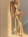 Soft Halter Sleeveless Mermaid Satin Long Prom Dresses For Party, PG606