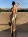 Soft Halter Sleeveless Mermaid Satin Long Prom Dresses For Party, PG606