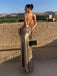 Soft Halter Sleeveless Mermaid Satin Long Prom Dresses For Party, PG606