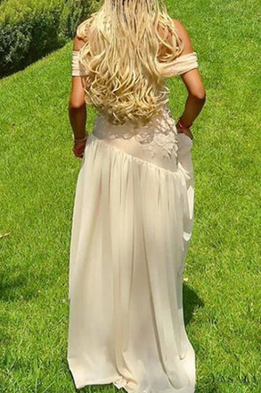 Soft Off-shoulder Sleeveless Mermaid Chiffon Long Prom Dresses For Party, PG928