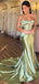 Sexy Spaghetti Strap Sleeveless Mermaid Satin Long Prom Dresses With Trailing For Party, PG216