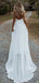 Simple V-neck Sleeveless A-line White Long Tulle Wedding Dresses With Trailing, PGW20