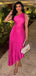 Formal Asymmetric Sleeveless Mermaid Satin Long Prom Dresses For Party, PG675