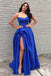 Sexy Sweetheart Sleeveless A-line Satin Long Prom Dresses For Party, PG693