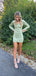 Sexy Square Full Sleeve Mermaid Satin Short Homecoming Dresses For Party, PGH392